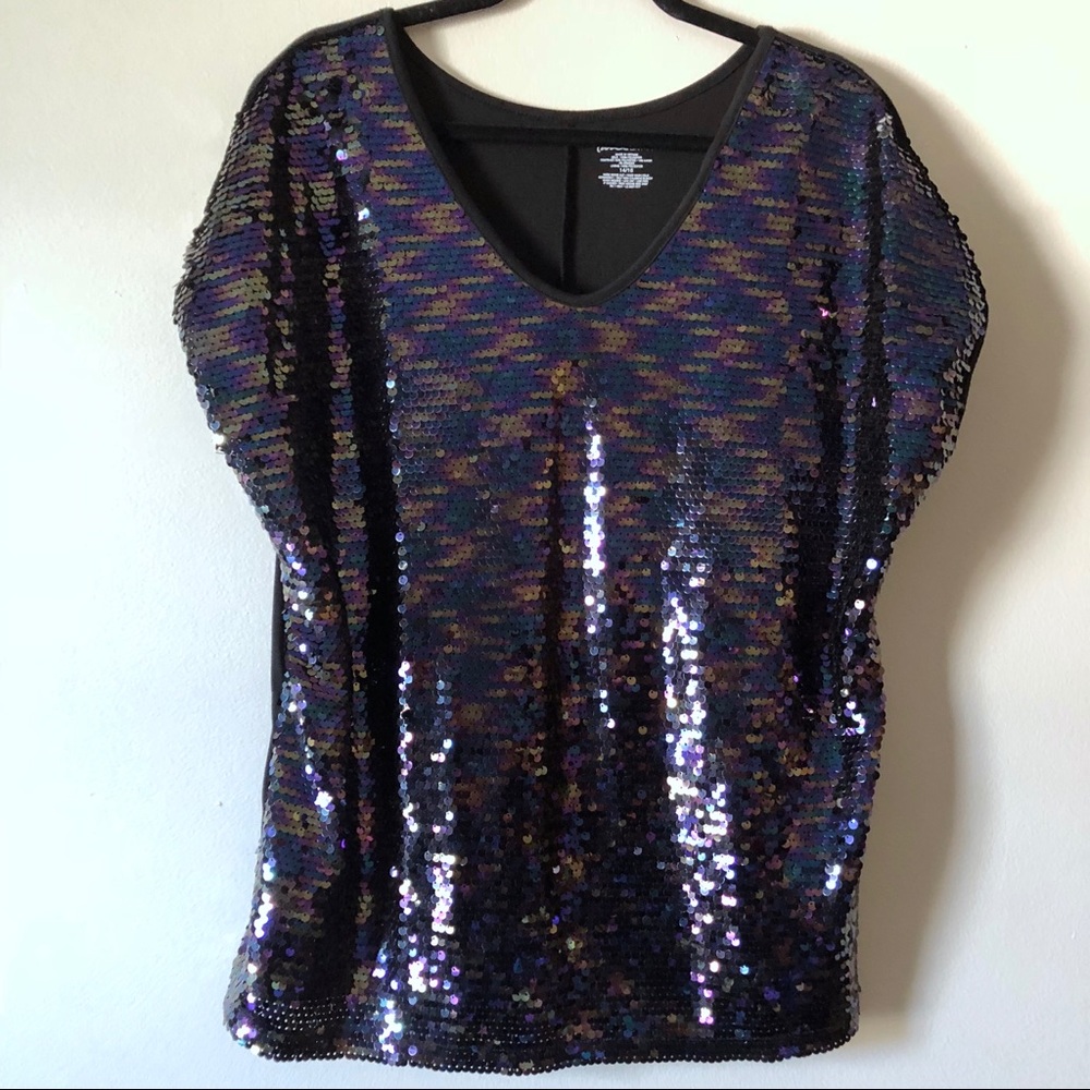 Lane Bryant Black Sequin TShirt